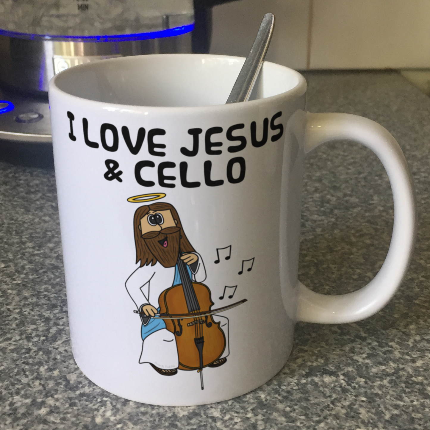 Christian Cello Mug - Jesus Playing Cello - Church Cellist Gift