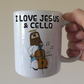 Christian Cello Mug - Jesus Playing Cello - Church Cellist Gift