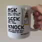 Jesus At The Door Christian Mug - Ask, Seek, Knock - Matthew 7:7-8 - Funny Church Gift