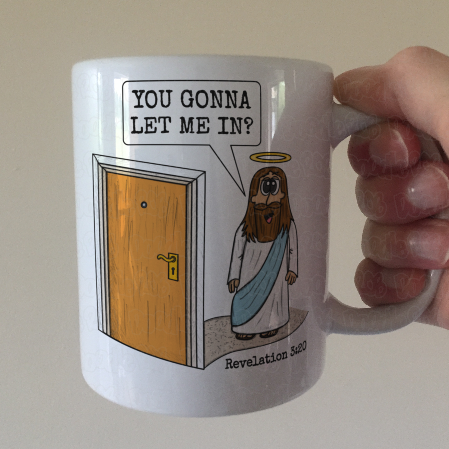 Jesus At The Door Mug - You Gonna Let Me In? - Revelation 3:20 - Funny Christian Gift