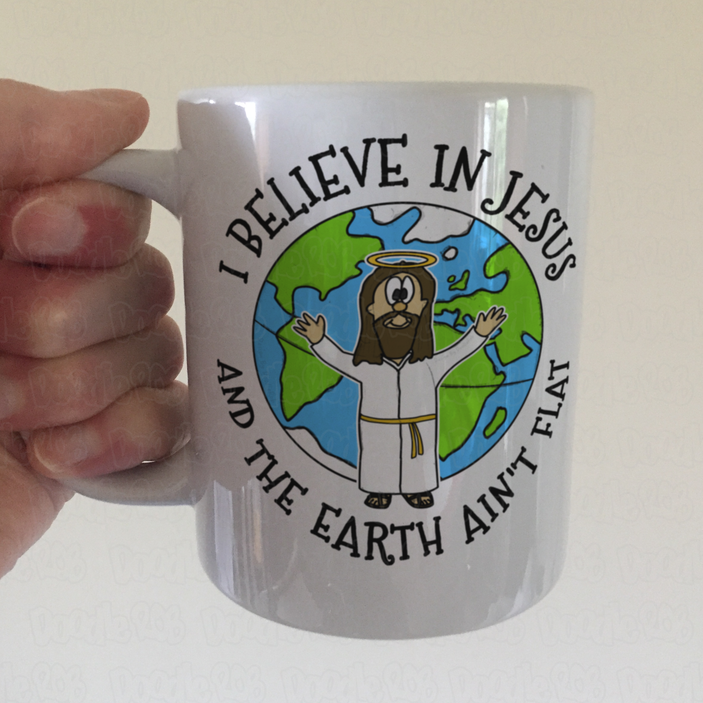 Funny Jesus Mug - I Believe In Jesus And The Earth Ain't Flat - Church Humour - Gift For Scientist