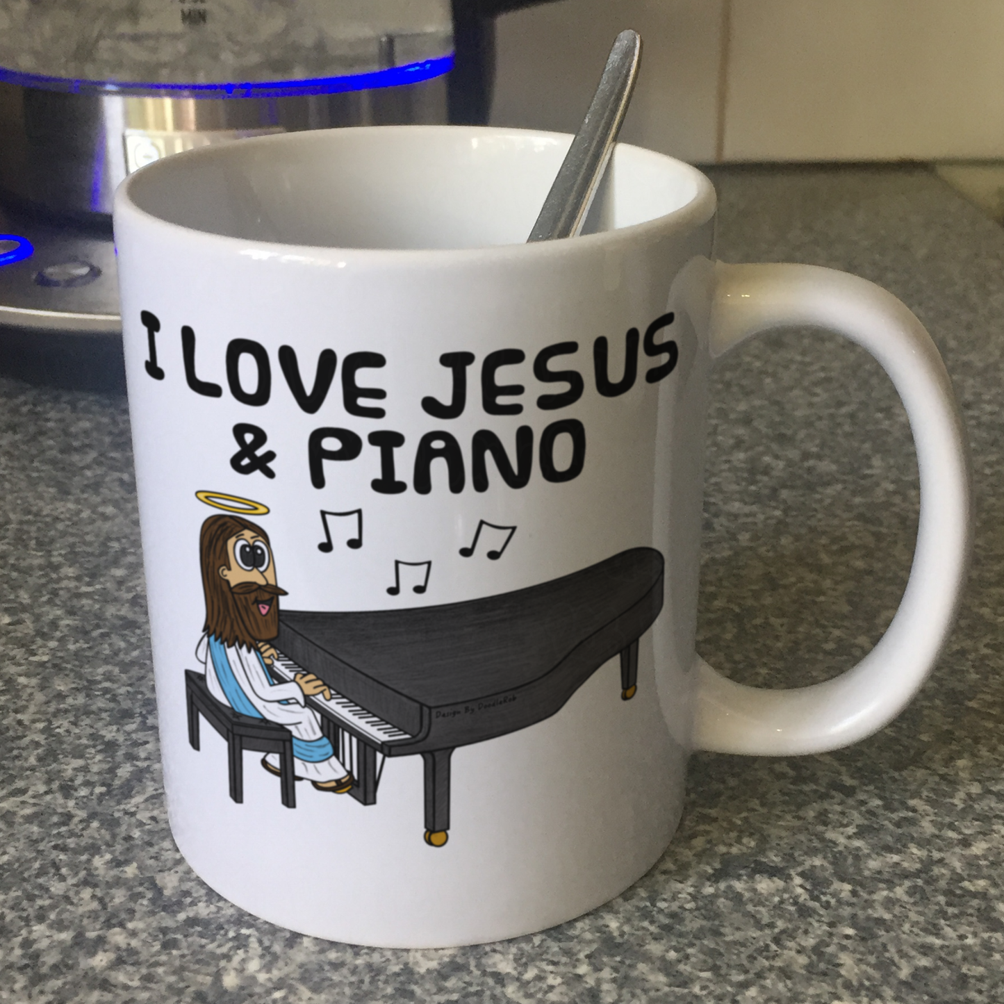 Christian Piano Mug - Jesus Playing Piano - Church Pianist Gift - Funny Christian Musician Mug