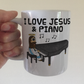 Christian Piano Mug - Jesus Playing Piano - Church Pianist Gift - Funny Christian Musician Mug