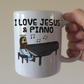 Christian Piano Mug - Jesus Playing Piano - Church Pianist Gift - Funny Christian Musician Mug