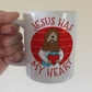 Funny Jesus Mug - Jesus Has My Heart - Christian Valentines Day Gift - Funny Church Mug