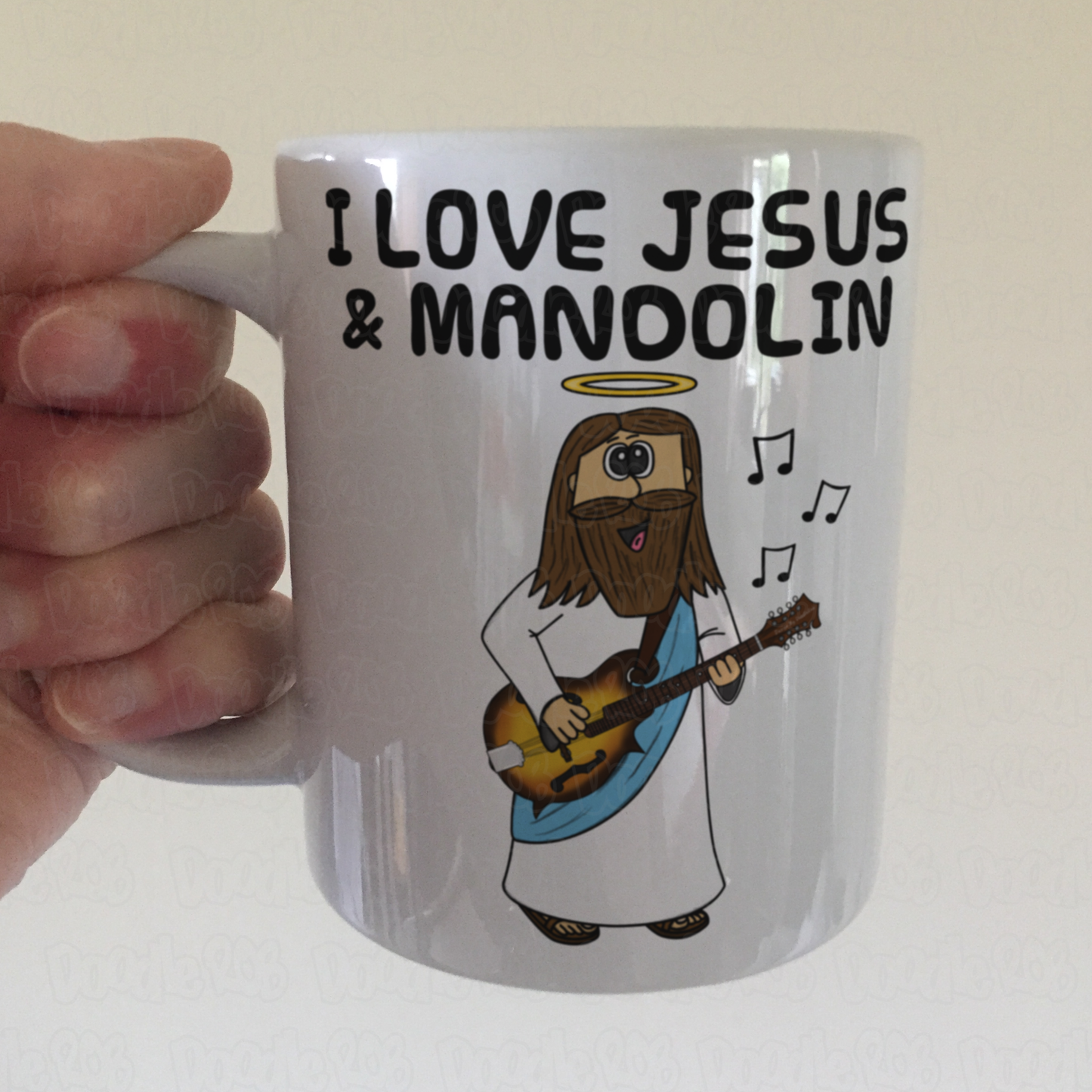 Christian Mandolin Mug - Jesus Playing Mandolin - Church Mandolinist Gift