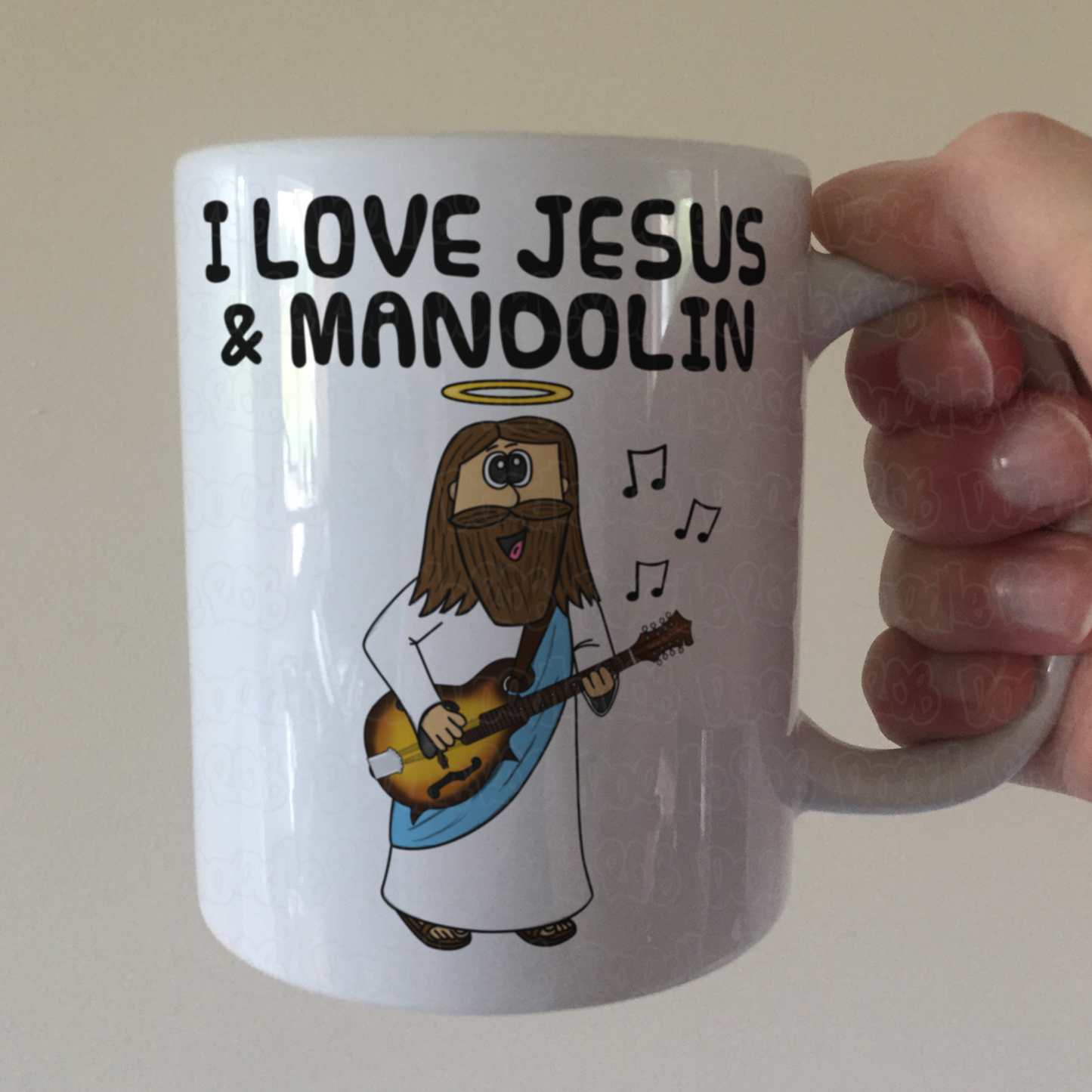Christian Mandolin Mug - Jesus Playing Mandolin - Church Mandolinist Gift