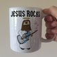 Christian Guitar Mug - Jesus Playing Electric Guitar - Jesus Rocks - Church Guitarist Gift