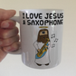 Christian Saxophone Mug - Jesus Playing Saxophone - Church Saxophonist Gift