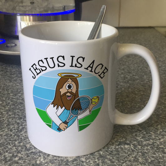 Christian Tennis Mug - Jesus Is Ace - Tennis Player Mug - Funny Church Gift