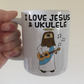 Christian Ukulele Mug - Jesus Playing Ukulele - Church Uke Player Gift