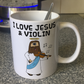 Christian Violin Mug - Jesus Playing Violin - Church Violinist Gift