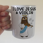 Christian Violin Mug - Jesus Playing Violin - Church Violinist Gift