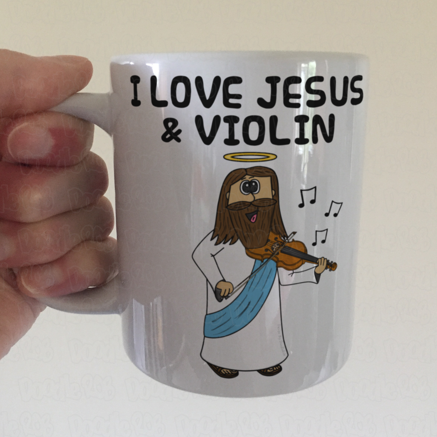 Christian Violin Mug - Jesus Playing Violin - Church Violinist Gift