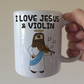 Christian Violin Mug - Jesus Playing Violin - Church Violinist Gift
