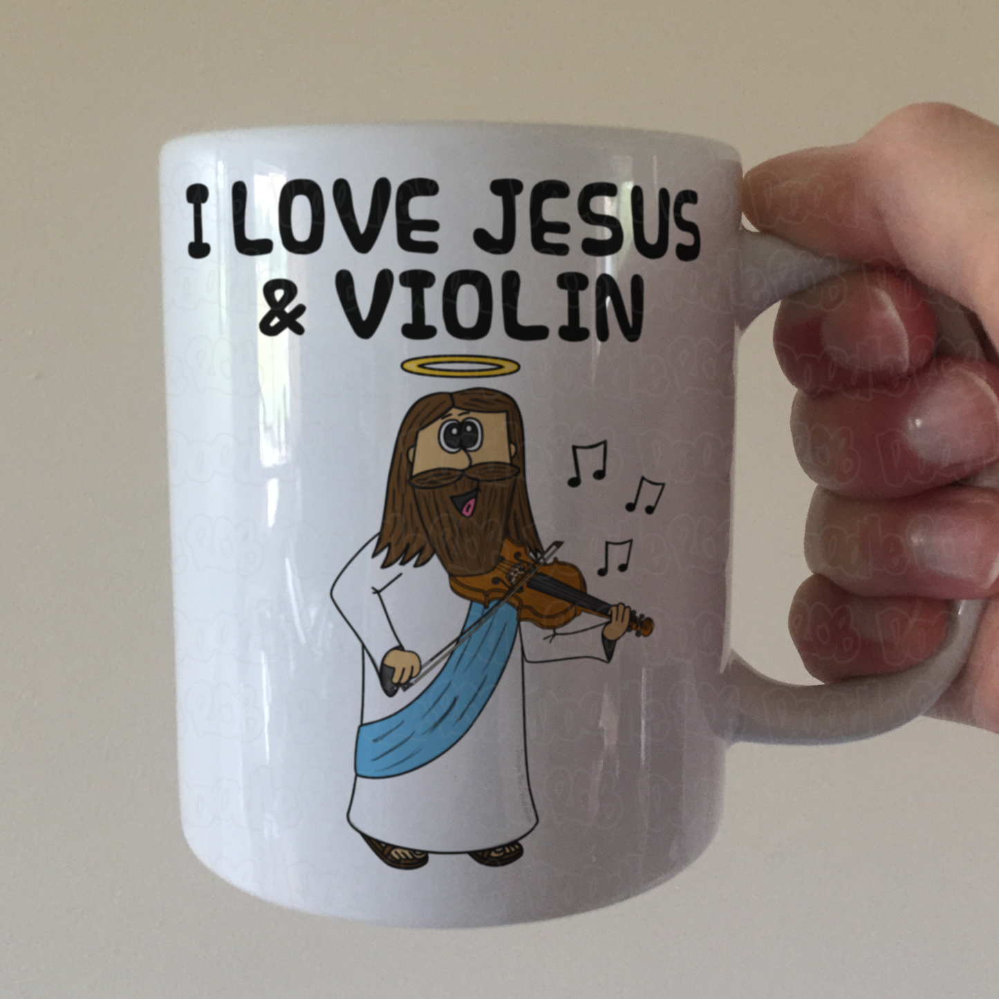 Christian Violin Mug - Jesus Playing Violin - Church Violinist Gift