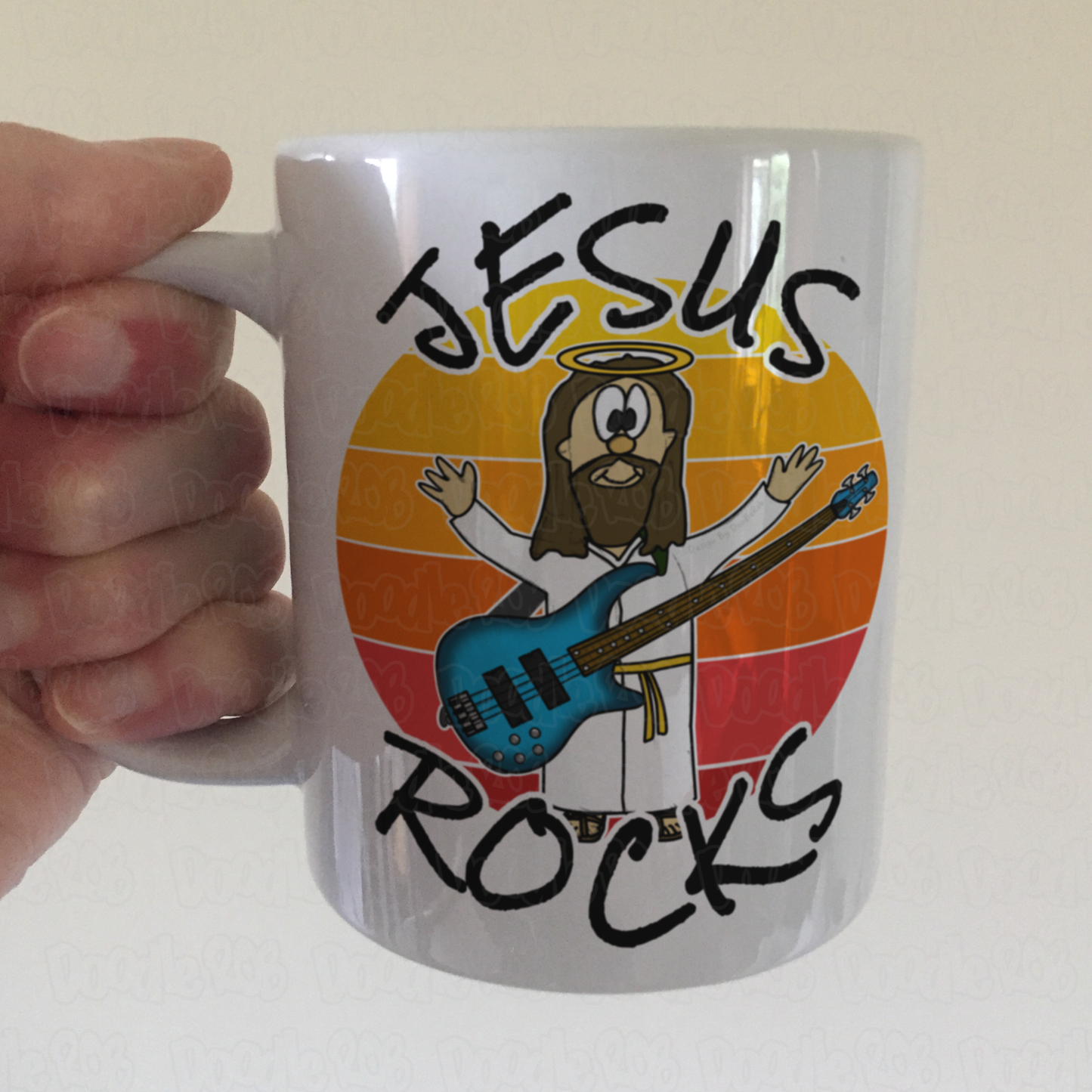 Church Bassist Mug - Jesus Rocks - Christian Bass Guitar Player Gift
