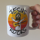 Church Guitar Mug - Jesus Rocks - Worship Guitarist Gift - Christian Electric Guitar Player