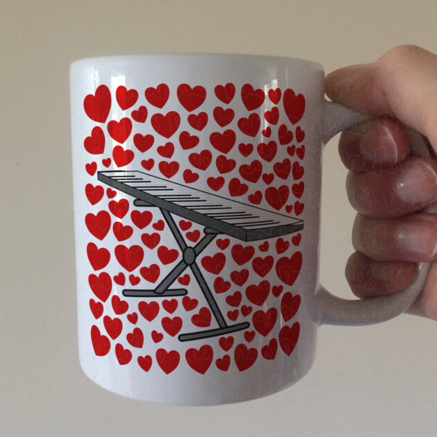Keyboard With Hearts Mug - Gift For Keyboardist - Musician Valentines Anniversary Gift