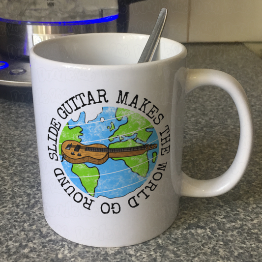 Lap Steel Guitar Mug - Slide Guitar Makes The World Go Round - Blues Musician Gift