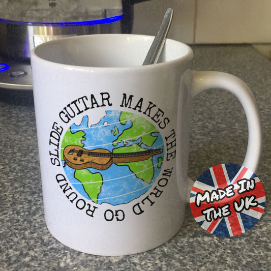 Lap Steel Guitar Mug - Slide Guitar Makes The World Go Round - Blues Musician Gift