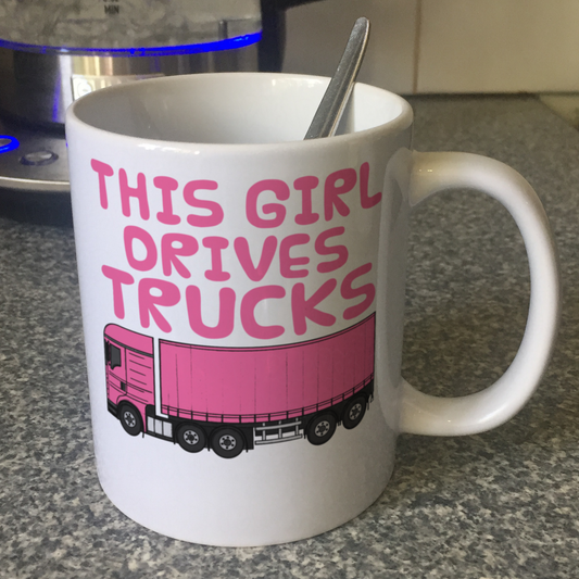 Female Lorry Driver Mug - This Girl Drives Trucks - Delivery Driver Gift For Her