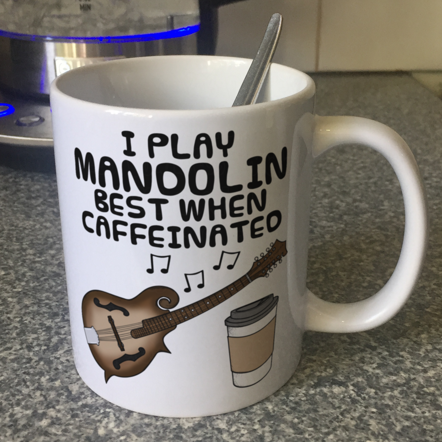 Mandolin Coffee Mug - I Play Mandolin Best When Caffeinated - Mandolinist Folk Musician Gift