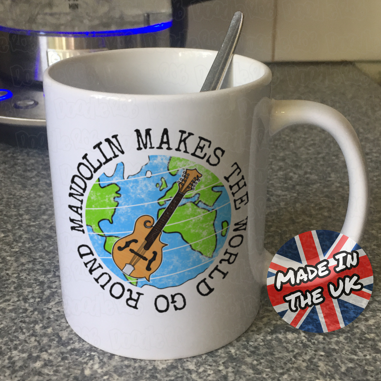 Mandolin Mug - Mandolin Makes The World Go Round - Gift For Mandolinist - Mandolin Teacher Mug