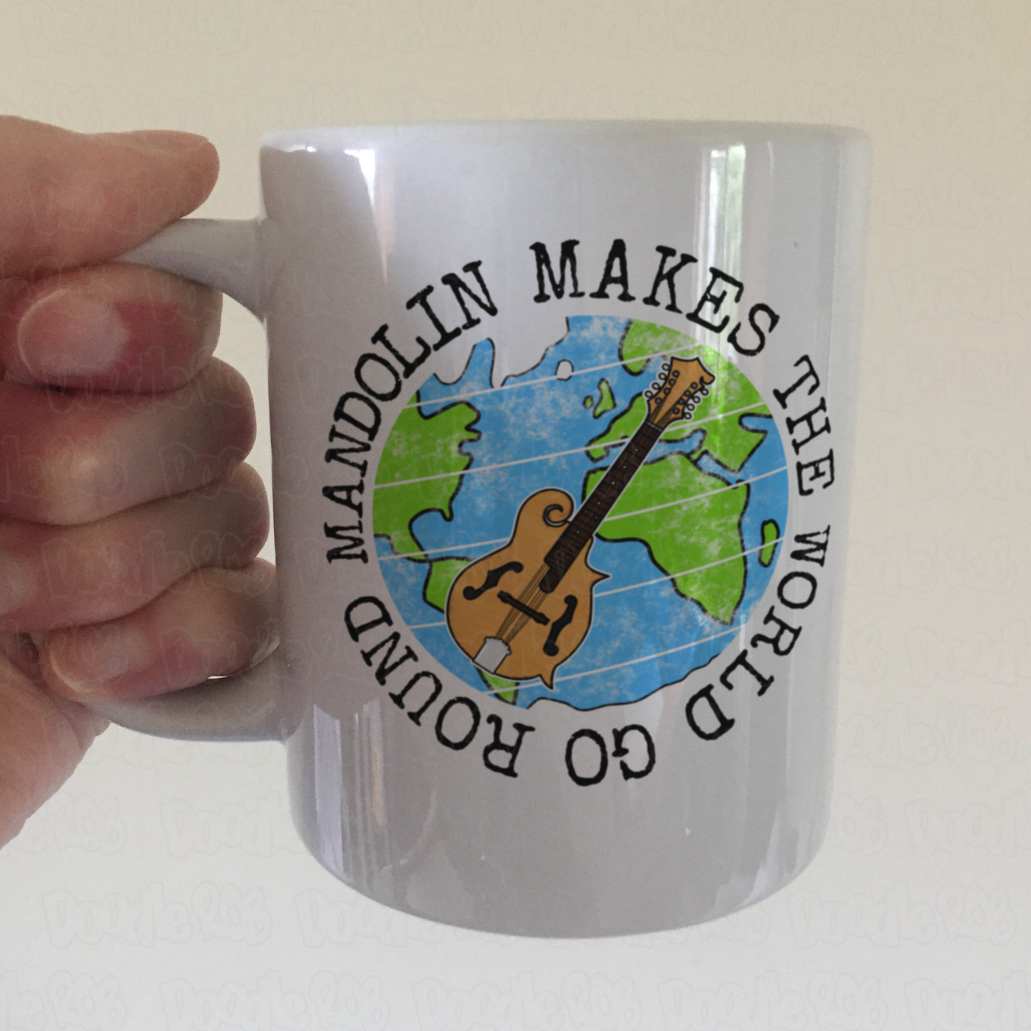 Mandolin Mug - Mandolin Makes The World Go Round - Gift For Mandolinist - Mandolin Teacher Mug