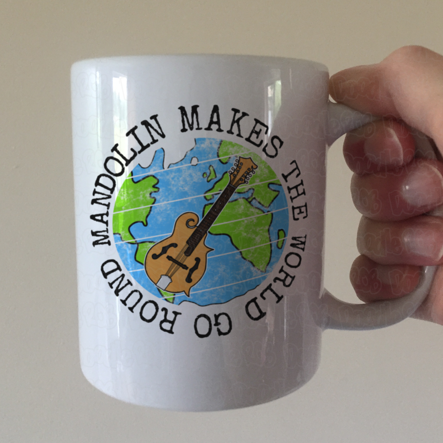 Mandolin Mug - Mandolin Makes The World Go Round - Gift For Mandolinist - Mandolin Teacher Mug