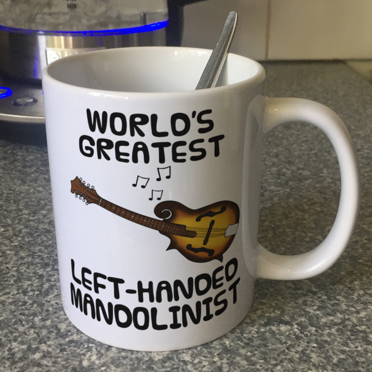 Left Handed Mandolin Mug - World's Greatest Left-Handed Mandolin Player - Funny Gift For Mandolinist