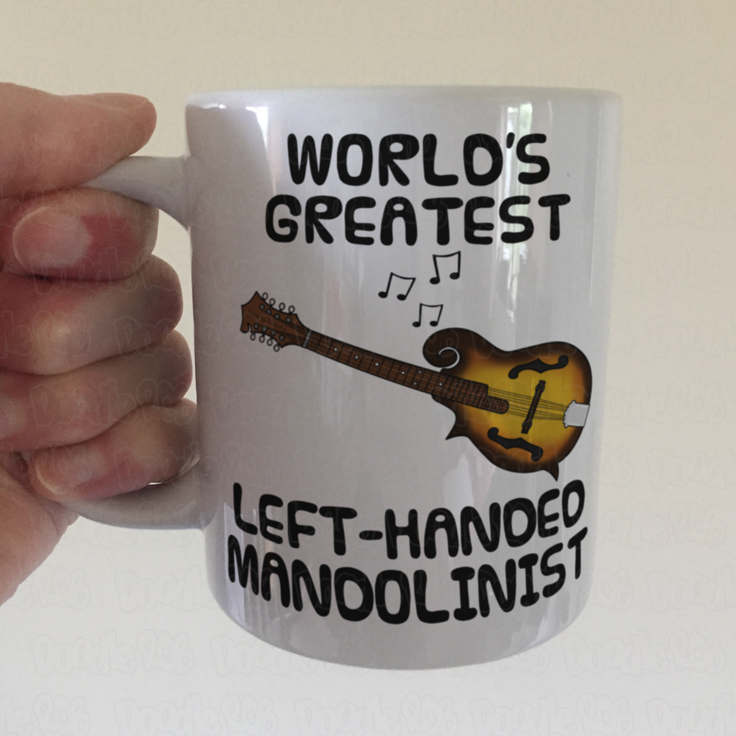 Left Handed Mandolin Mug - World's Greatest Left-Handed Mandolin Player - Funny Gift For Mandolinist