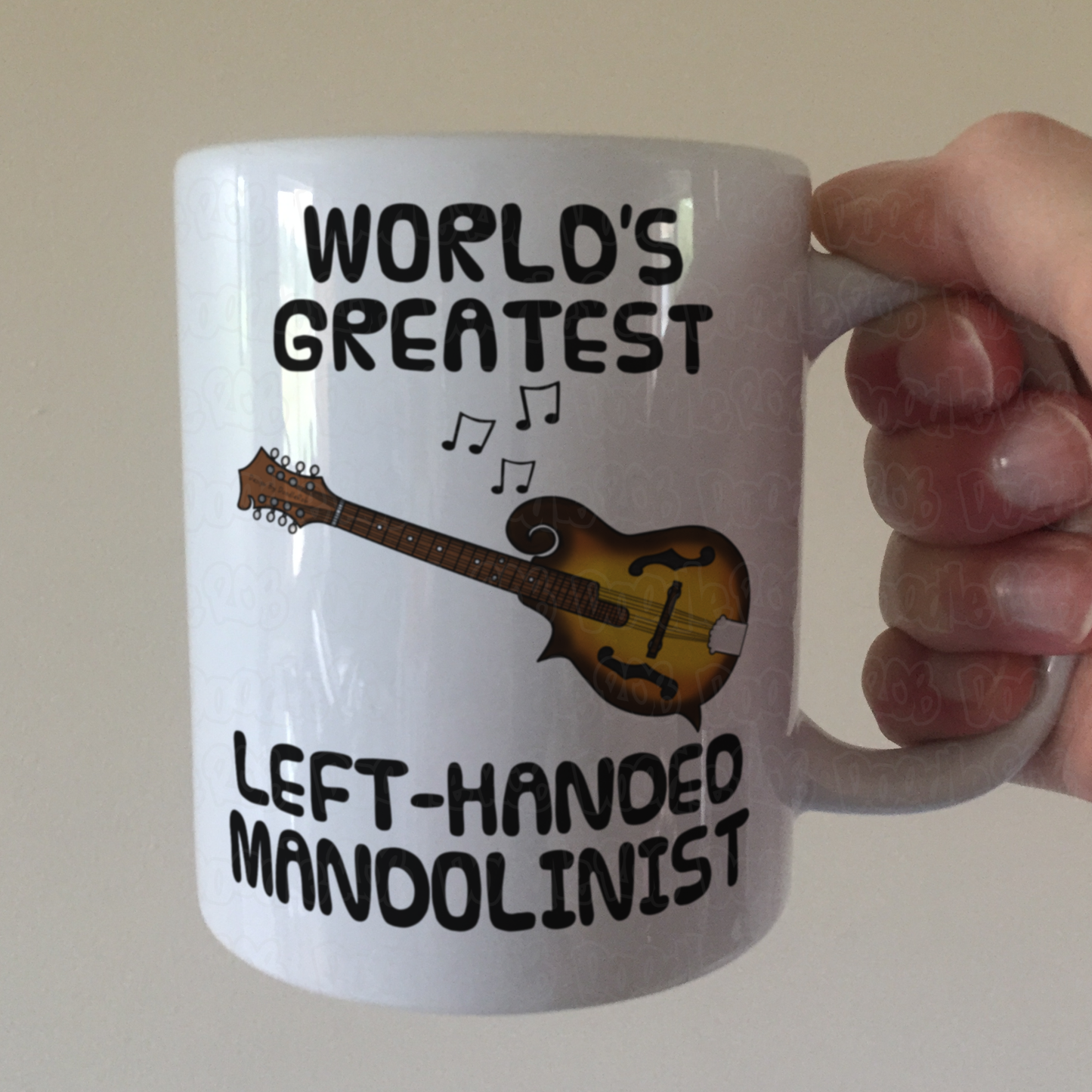 Left Handed Mandolin Mug - World's Greatest Left-Handed Mandolin Player - Funny Gift For Mandolinist
