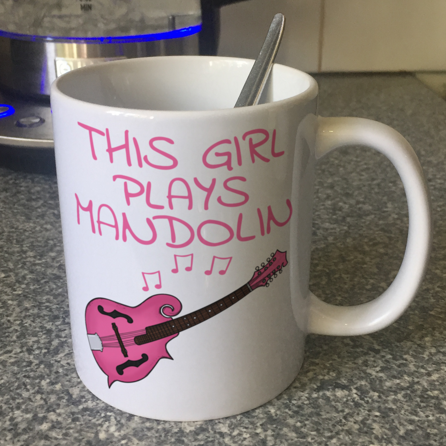 Girl's Mandolin Mug - This Girl Plays Mandolin - Female Mandolinist Gift - Musician Gift For Her