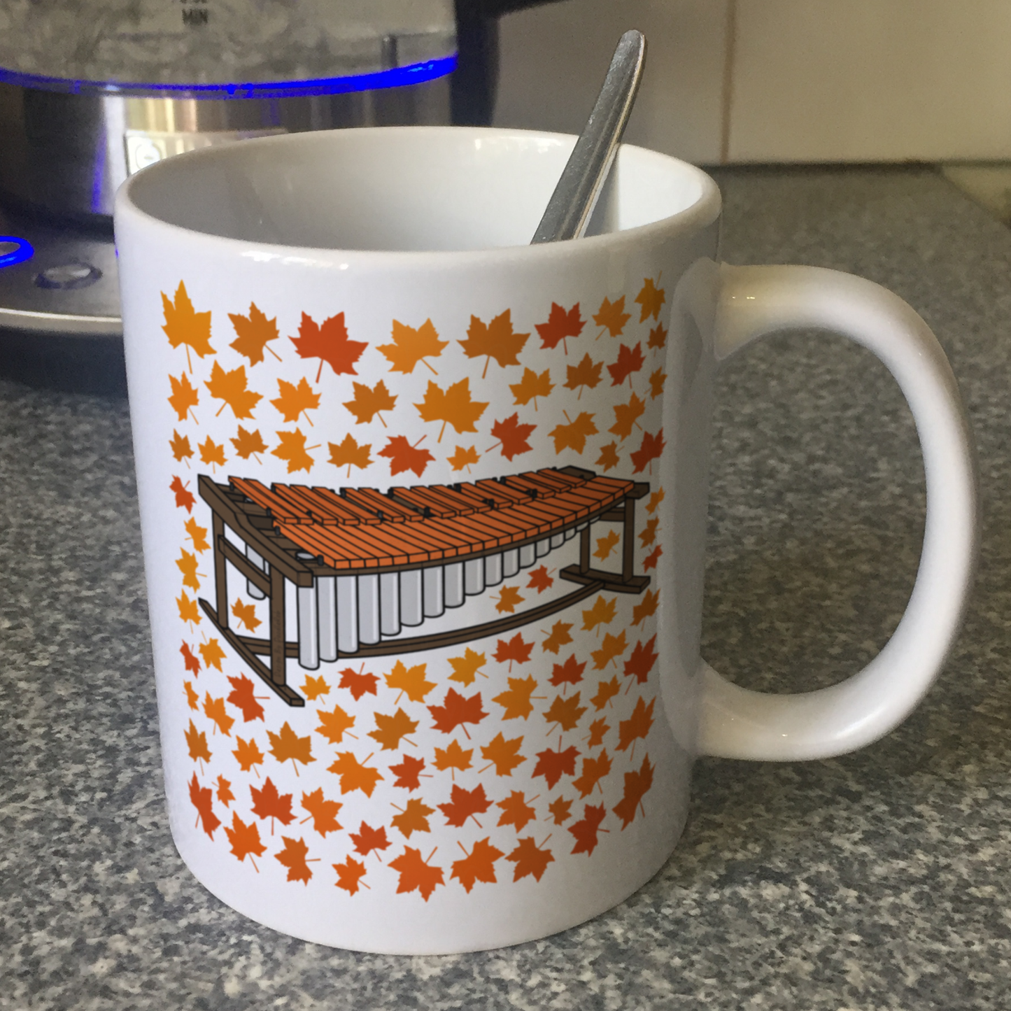 Autumn Marimba Mug (Leaves) - Gift For Percussionist - Musician Gift For Fall or Thanksgiving
