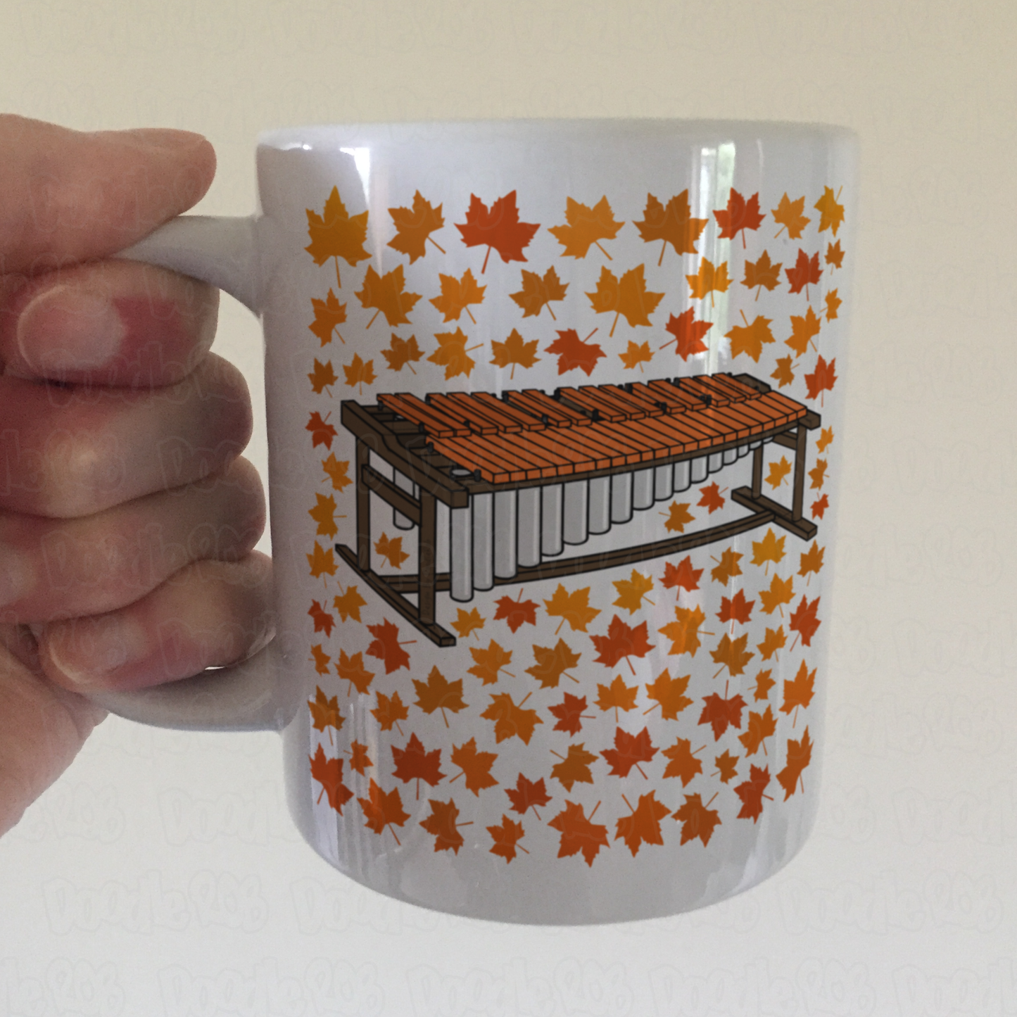 Autumn Marimba Mug (Leaves) - Gift For Percussionist - Musician Gift For Fall or Thanksgiving