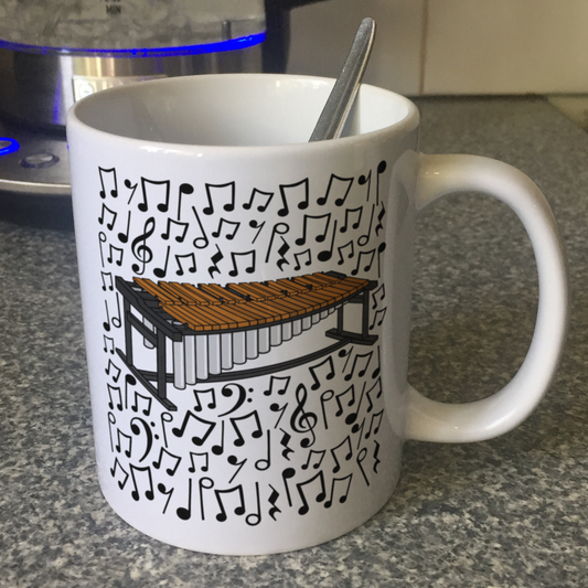 Marimba Musical Notes Mug - Gift For Percussionist - Percussion Teacher Mug - Orchestral Musician Gift