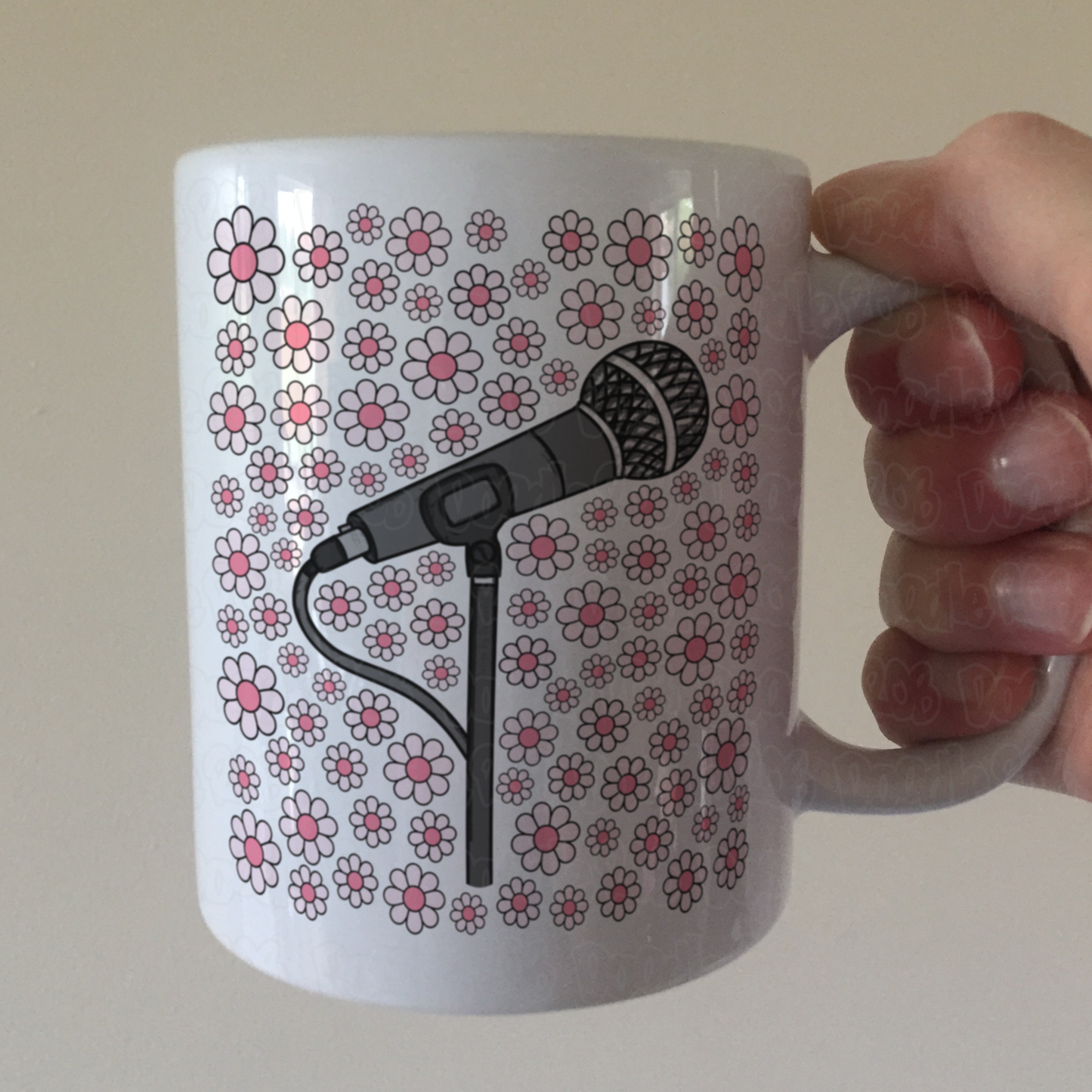 Singer Floral Mug (Pink Flowers) - Female Vocalist - Musician Gift For Girl