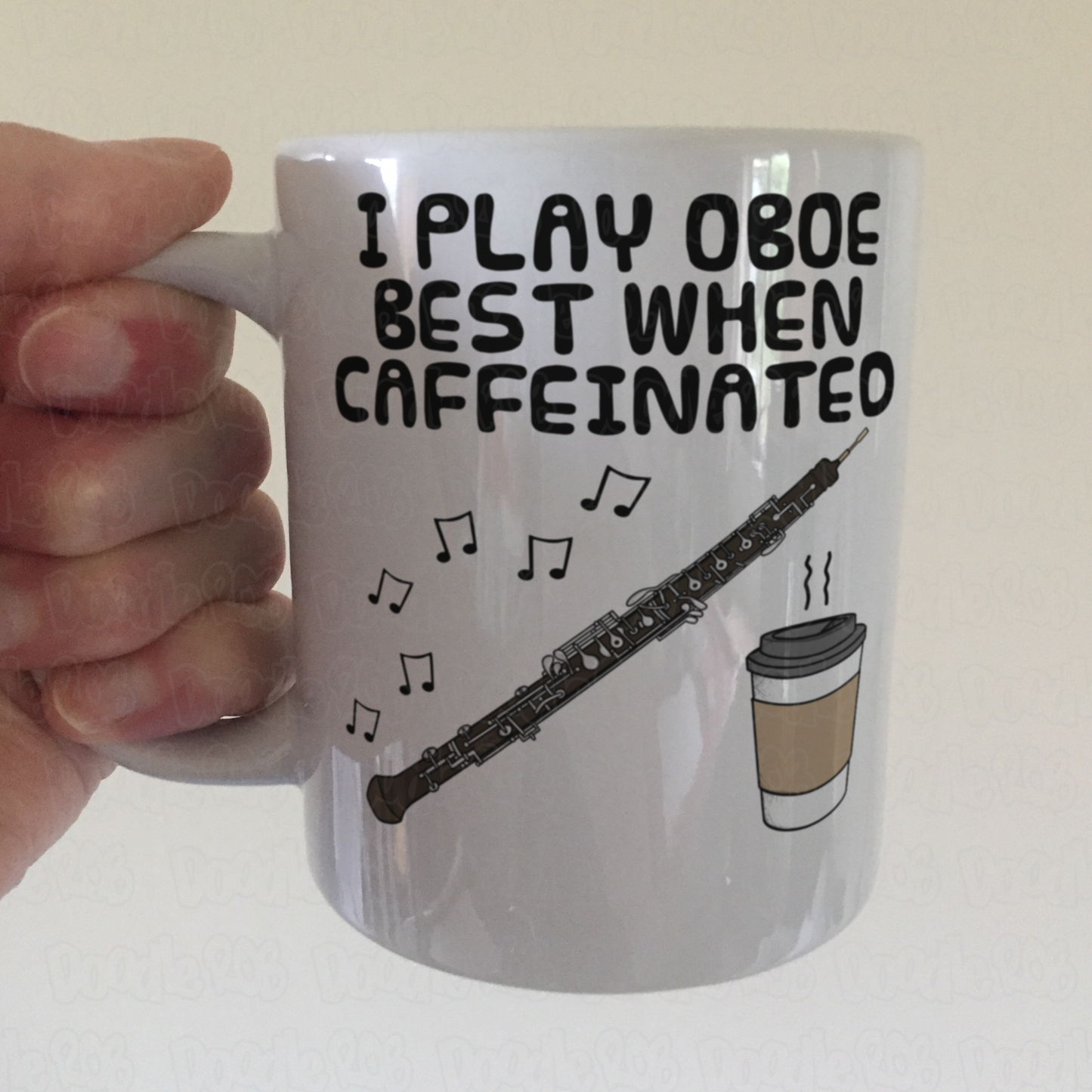 Oboe Coffee Mug - I Play Oboe Best When Caffeinated - Oboist Woodwind Musician Gift