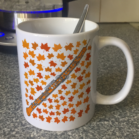 Autumn Oboe Mug (Leaves) - Gift For Oboist - Woodwind Musician Gift For Fall or Thanksgiving