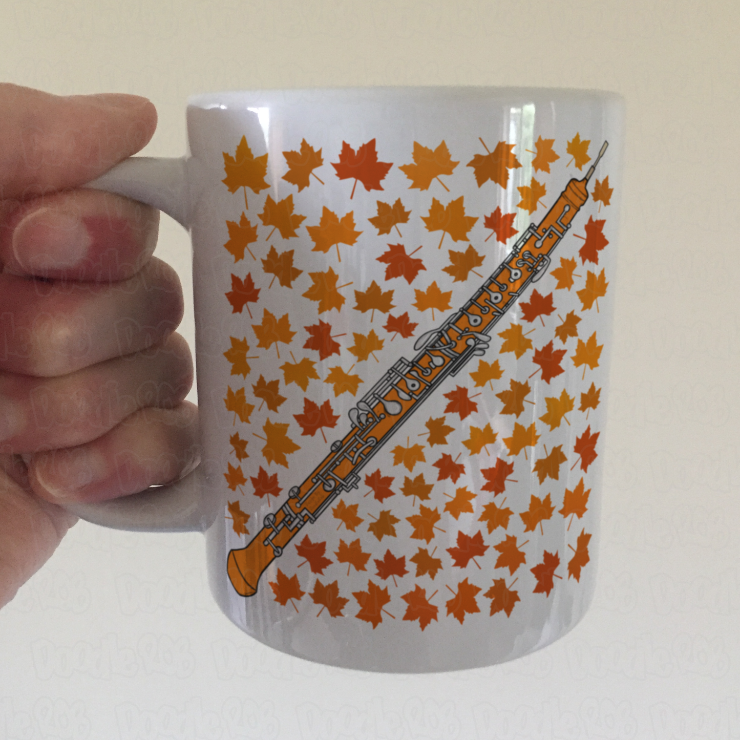 Autumn Oboe Mug (Leaves) - Gift For Oboist - Woodwind Musician Gift For Fall or Thanksgiving