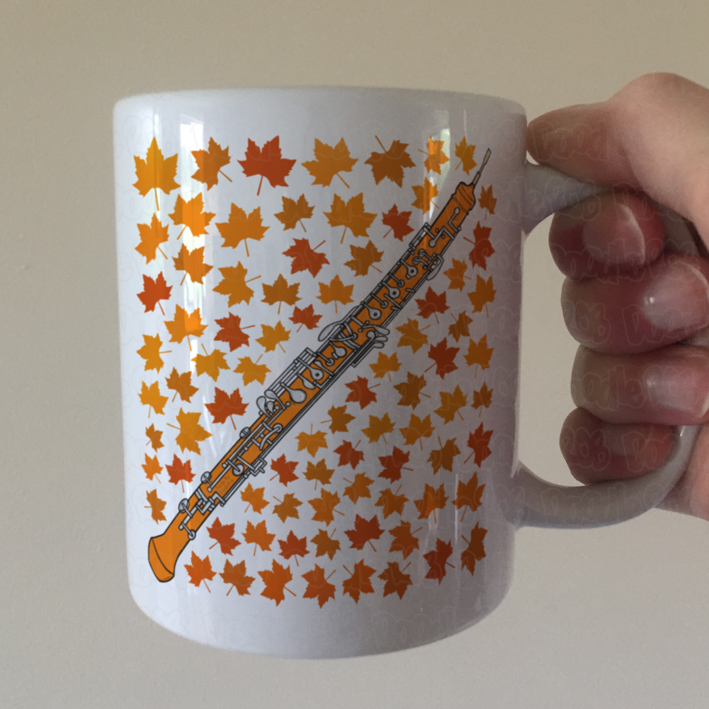 Autumn Oboe Mug (Leaves) - Gift For Oboist - Woodwind Musician Gift For Fall or Thanksgiving