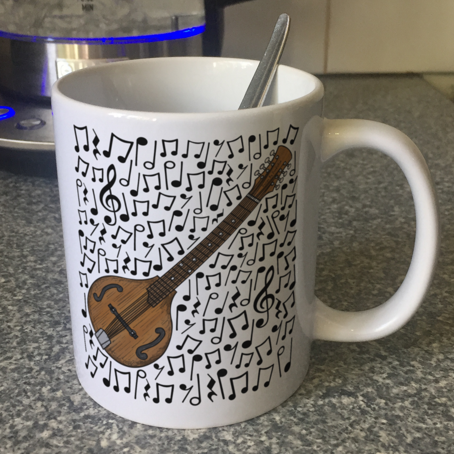 Octave Mandolin Musical Notes Mug - Mandolinist Gift - Folk Musician Mug