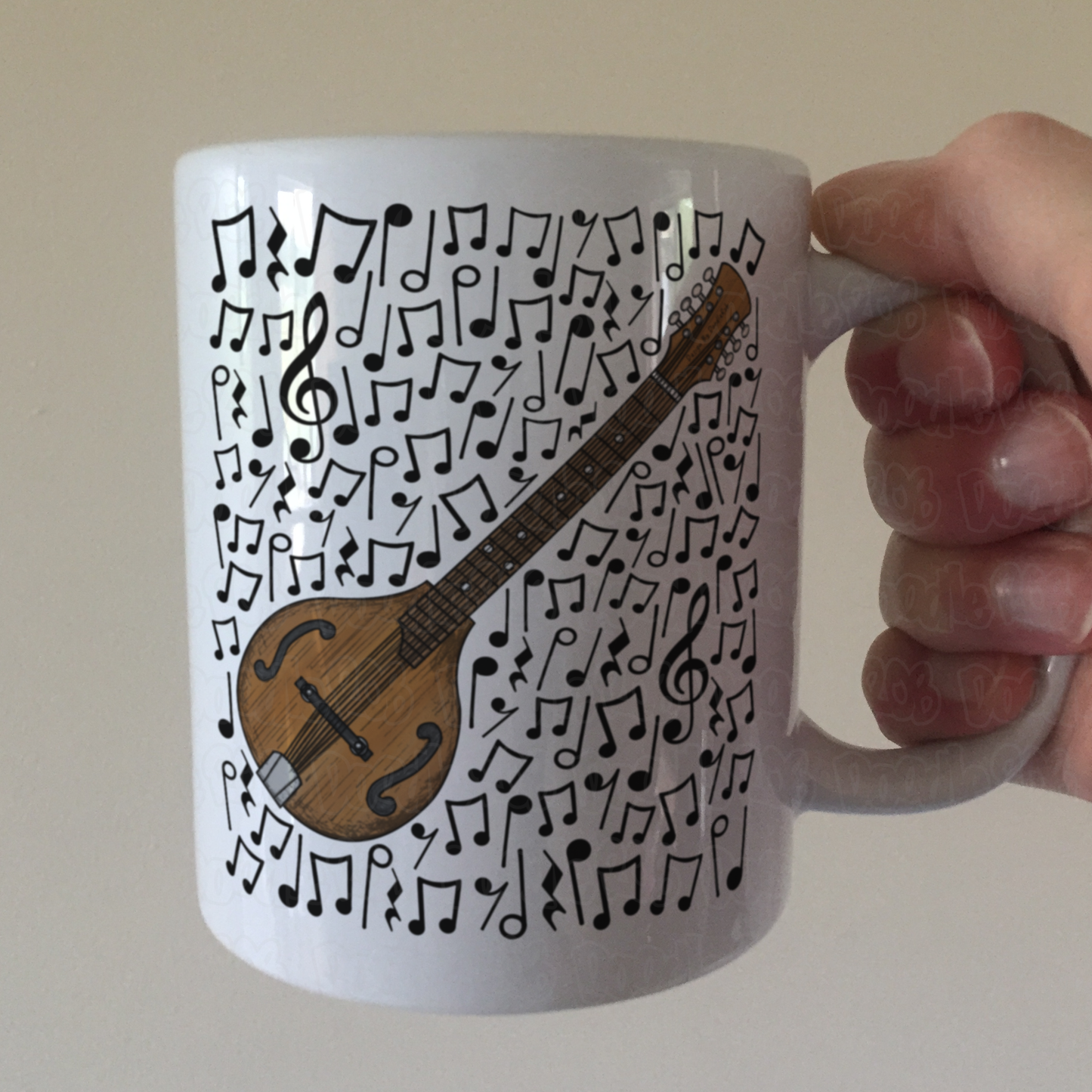 Octave Mandolin Musical Notes Mug - Mandolinist Gift - Folk Musician Mug