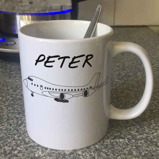 Pilot Personalised Mug - Passenger Jet Plane Custom Mug - Gift For Aviation Enthusiast