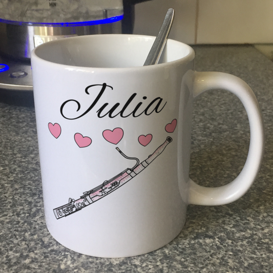 Bassoon Wedding Personalised Mug - Wedding Bassoonist - Woodwind Musician Custom Gift