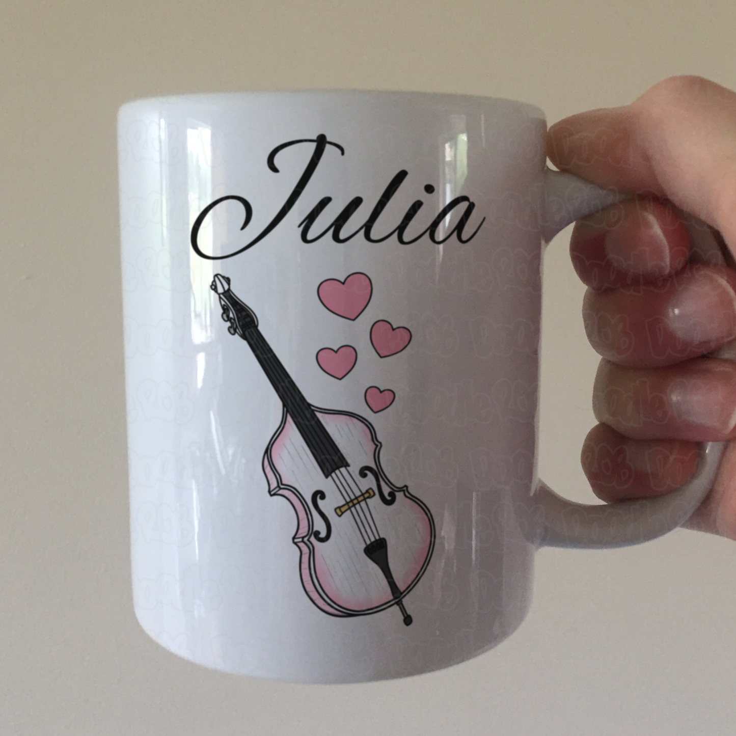 Double Bass Wedding Personalised Mug - Wedding Bassist Musician Custom Gift