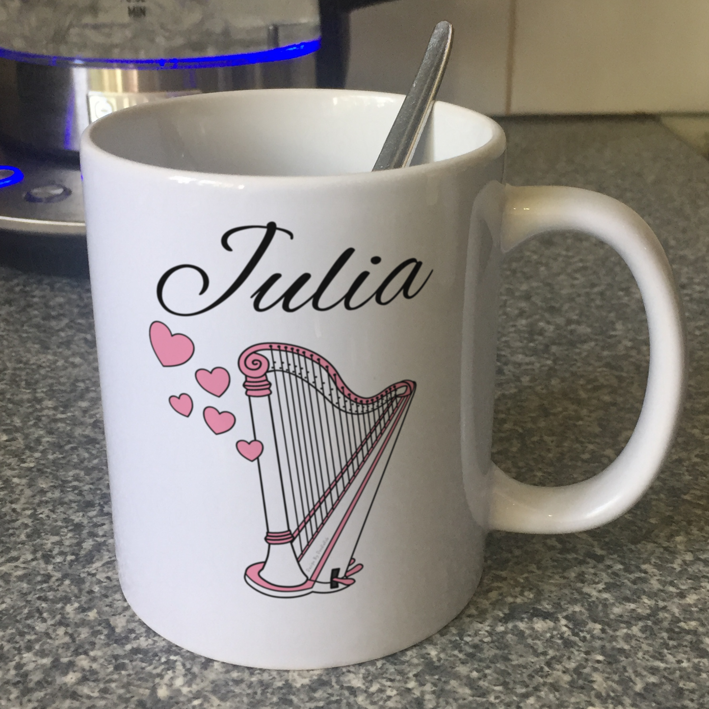 Harp Wedding Personalised Mug - Harpist String Musician Custom Gift