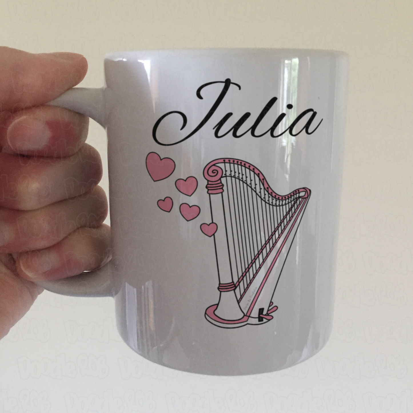 Harp Wedding Personalised Mug - Harpist String Musician Custom Gift