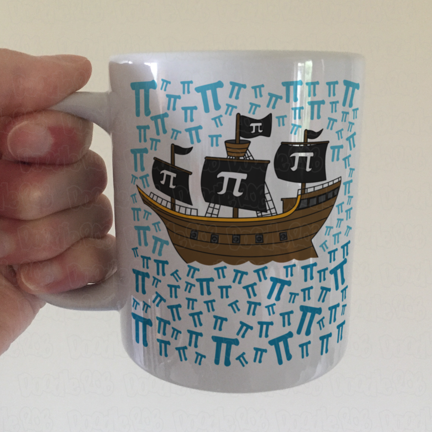 Maths Teacher Mug - Pi Day Pirate Ship - Funny Mathematician Gift